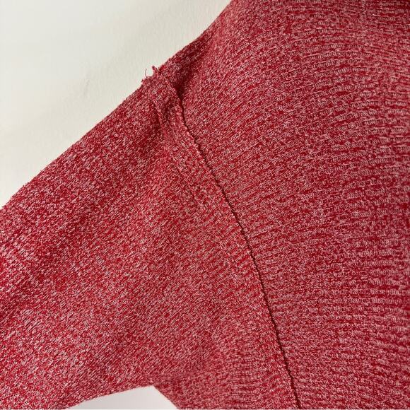 UMGEE Women's Red Turtleneck Top Size S‎ Marled Oversized Dolman Sleeve Raw Edge - Picture 7 of 11